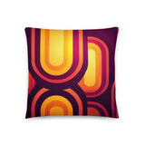 Abstract 70s MIDCENTURY STYLE PILLOW Red Orange Yellow Brown Waves Stripes - retro pillow