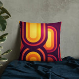 Abstract 70s MIDCENTURY STYLE PILLOW Red Orange Yellow Brown Waves Stripes - retro pillow