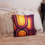 Abstract 70s MIDCENTURY STYLE PILLOW Red Orange Yellow Brown Waves Stripes - retro pillow