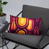 Abstract 70s MIDCENTURY STYLE PILLOW Red Orange Yellow Brown Waves Stripes - retro pillow