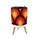 70s Retro Nordic Style Plant Pot with Wooden Legs: Yellow Orange Red