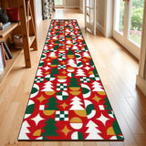 Holidays Season Vintage Style Hallway Retro Runner Rug Red Green White