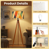 Midcentury Retro Floor Lamp – 60s Atomic Linen Shade, Tripod Base, Smart LED