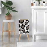 Retro Square Small Trash Can with Lid, Leopardskin Pattern