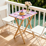 Pink Watercolor Roses retro TV tray set of 4, on a balcony with coffee and pastries