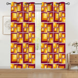 Midcentury Vintage Blackout Curtains: 70s Retro Vibrant Yellow Orange Red