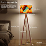 Scandi Retro Tripod Floor Lamp, Wavy Multicolor Midcentury Pattern
