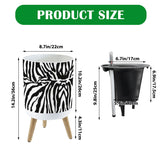 Black White Zebra Flower Pot - Retro Animal Print Wooden Legs Plant Pot