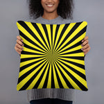 RETRO 1960s SUNBURST PILLOW, Sun Rays Yellow Black Fit Midcentury Decor
