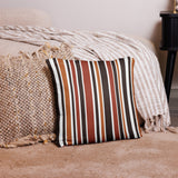 RETRO 60s 70s Scandi THROW PILLOW Striped Brown Orange Red White Midcentury