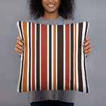 RETRO 60s 70s Scandi THROW PILLOW Striped Brown Orange Red White Midcentury