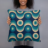 Blue Vintage Style Flannel Blanket –  70s Midcentury Modern Accent