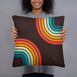 70s Retro Rainbow Pattern Throw Pillow 3 sizes - Midcentury Modern Accent