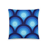Blue Midcentury THROW PILLOW 70s Retro Circles Pattern