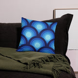 Blue Midcentury THROW PILLOW 70s Retro Circles Pattern