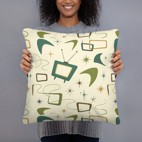 1960s Atomic Retro Pattern Premium Throw Pillow