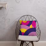 Groovy 70s RETRO THROW PILLOW Circles Pattern Yellow Pink Purple Midcentury Cushion