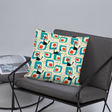 1950s Atomic Cat Retro Throw Pillow, Midcentury Cushion Home Decor