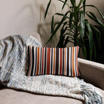 RETRO 60s 70s Scandi THROW PILLOW Striped Brown Orange Red White Midcentury