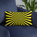 RETRO 1960s SUNBURST PILLOW, Sun Rays Yellow Black Fit Midcentury Decor