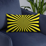 RETRO 1960s SUNBURST PILLOW, Sun Rays Yellow Black Fit Midcentury Decor