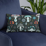 Psychedelic 70s DARK MUSHROOM Pillow, Trippy Fungi Cushion Retro Mushie Hippie