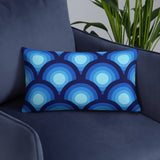 Blue Midcentury THROW PILLOW 70s Retro Circles Pattern