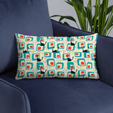 1950s Atomic Cat Retro Throw Pillow, Midcentury Cushion Home Decor