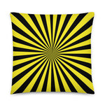 RETRO 1960s SUNBURST PILLOW, Sun Rays Yellow Black Fit Midcentury Decor