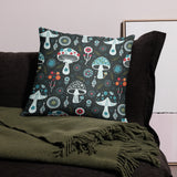 Psychedelic 70s DARK MUSHROOM Pillow, Trippy Fungi Cushion Retro Mushie Hippie