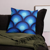 Blue Midcentury THROW PILLOW 70s Retro Circles Pattern