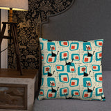 1950s Atomic Cat Retro Throw Pillow, Midcentury Cushion Home Decor
