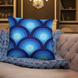 Blue Midcentury THROW PILLOW 70s Retro Circles Pattern