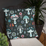 Psychedelic 70s DARK MUSHROOM Pillow, Trippy Fungi Cushion Retro Mushie Hippie