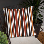 RETRO 60s 70s Scandi THROW PILLOW Striped Brown Orange Red White Midcentury