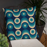 Nordic Style Plant Pot with Wooden Legs - Blue Beige Retro 60s