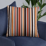 RETRO 60s 70s Scandi THROW PILLOW Striped Brown Orange Red White Midcentury