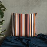 RETRO 60s 70s Scandi THROW PILLOW Striped Brown Orange Red White Midcentury