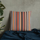 RETRO 60s 70s Scandi THROW PILLOW Striped Brown Orange Red White Midcentury