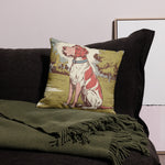 VINTAGE DOG Premium Pillow, Retro Pet Shabby Chic Decor Gift, Farmhouse Cottagecore