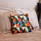 RETRO 70s GEOMETRIC PATTERN Premium Pillow, Midcentury Style Home Accent
