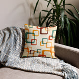 70s RETRO Premium THROW PILLOW Geometric Shapes Beige Orange Mint Brown