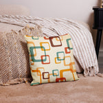 70s RETRO Premium THROW PILLOW Geometric Shapes Beige Orange Mint Brown