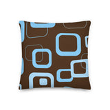RETRO 60s Midcentury Pillow, Brown Blue Vintage Style Cushion