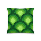 Green Peacock Eyes Pattern Premium THROW PILLOW, 70s Midcentury Accent
