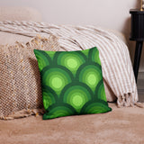 Green Peacock Eyes Pattern Premium THROW PILLOW, 70s Midcentury Accent