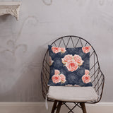 ROMANTIC VINTAGE ROSE Pillow, Gray Pink French Country Cottagecore
