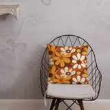 Bold Floral 70s Premium Pillow, Flower Power Midcentury Style Home Accent