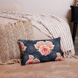 ROMANTIC VINTAGE ROSE Pillow, Gray Pink French Country Cottagecore