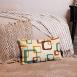 70s RETRO Premium THROW PILLOW Geometric Shapes Beige Orange Mint Brown